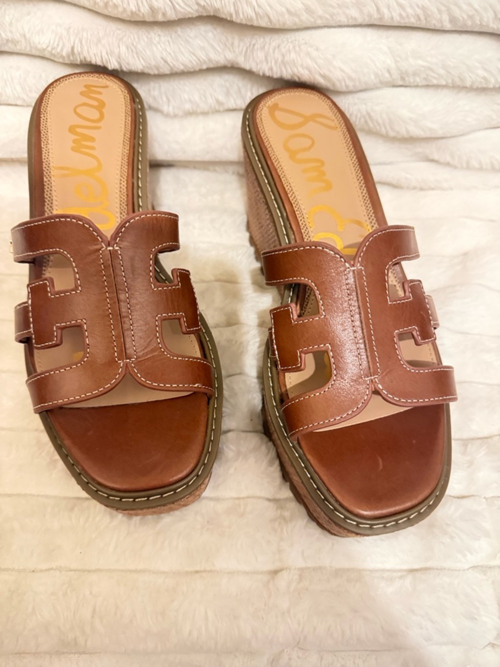 Sam Edelman Brown Leather Slide Mules